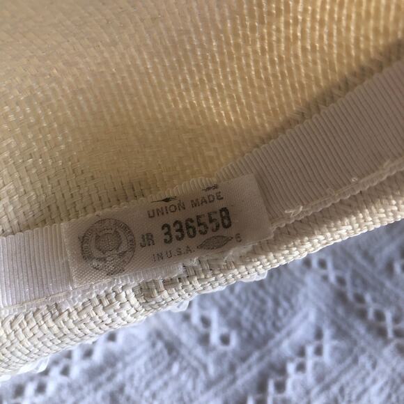 Vintage Straw Panama Hat with Flowers Union Made USA Cottagecore Garden - Picture 5 of 11